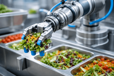 Robotarm med fødevarekontakt.